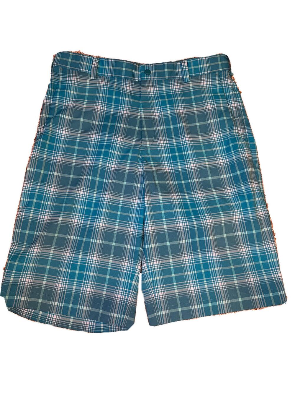 Nike Golf Tour Performance Dri-FIT Shorts Mens 32 Turquoise Plaid Athletic